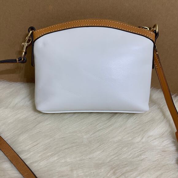 DOONEY & BOURKE Smooth White Italian Leather Petite Domed Crossbody - Picture 5 of 16